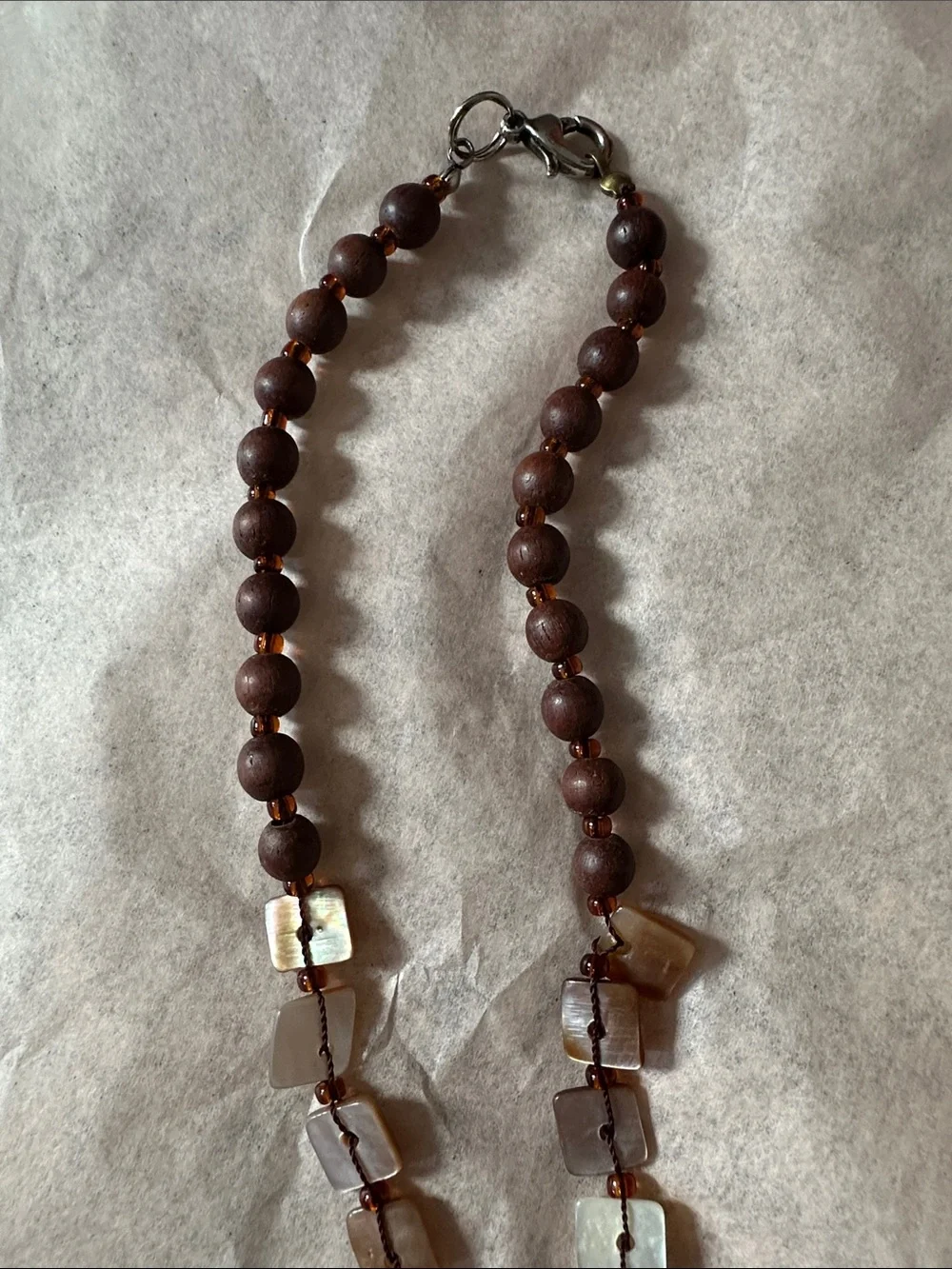 Natural Brown Shell Teardrop Pendant Necklace - Women Jewelry